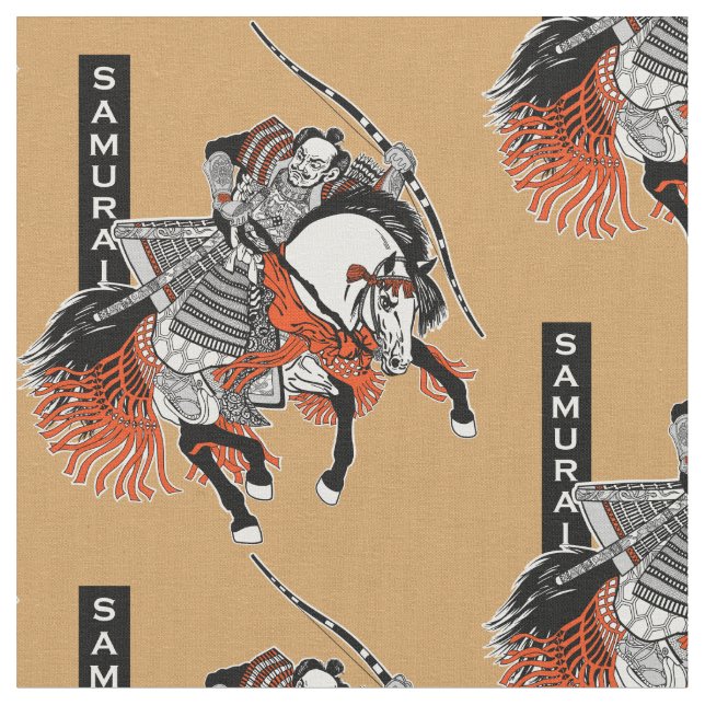 Japanese samurai horseman fabric (Close Up)