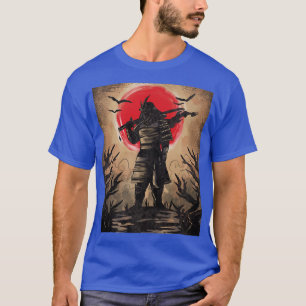 Japanese Samurai in Armour with Katana red sun aft T-Shirt