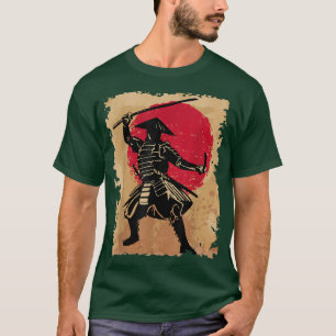 Japanese Samurai In Hat Bushido Rising Sun Japan W T-Shirt
