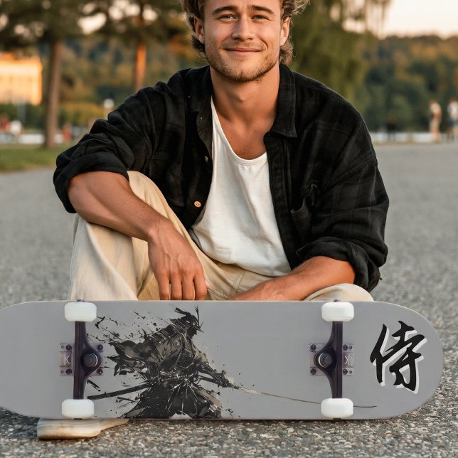 Japanese Samurai Ink Wash Paint  Skateboard (Trucks and wheels are customization options and are not included in the price.)