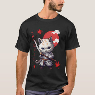 Japanese Samurai Kitty Kawaii Red Sun Ninja Cat Ma T-Shirt