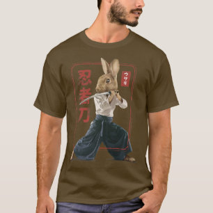 Japanese Samurai Ninja Bunny Rabbit Kawaii Tattoo  T-Shirt