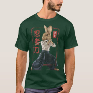 Japanese Samurai Ninja Bunny Rabbit Kawaii Tattoo T-Shirt