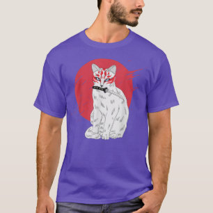 Japanese Samurai Ninja Cat Kawaii Tattoo Graphic   T-Shirt