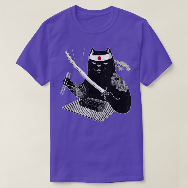 Japanese Samurai Ninja Cat Kawaii Tattoo Men Women T-Shirt (Design Front)