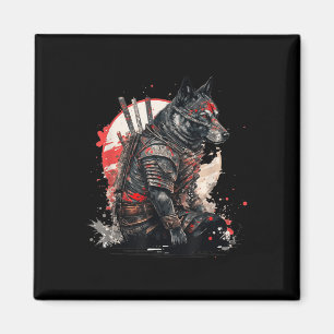 Japanese Samurai Ninja Dog Kawaii Tattoo Graphic Magnet