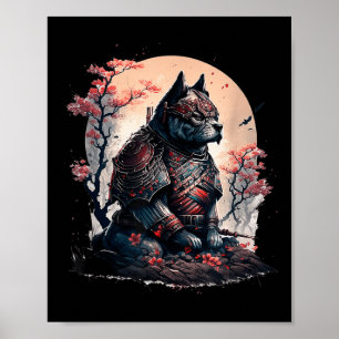Japanese Samurai Ninja Dog Tattoo Graphic For Men Poster