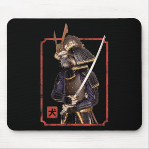 Japanese Samurai Ninja Pug Dog Lover Kawaii Tattoo Mouse Pad