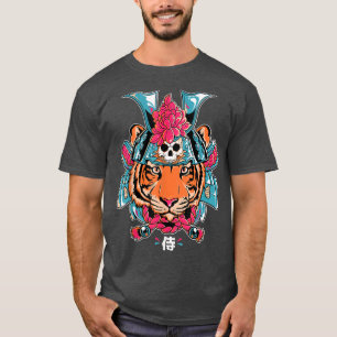 Japanese Samurai Ninja Tiger Kawaii Tattoo Graphic T-Shirt