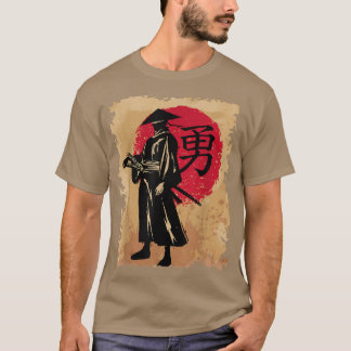 Japanese Samurai Papyrus Retro Sun Japan Calligrap T-Shirt