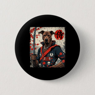Japanese Samurai Pitbull Tattoo Kawaii Ukiyo-e Nin 6 Cm Round Badge