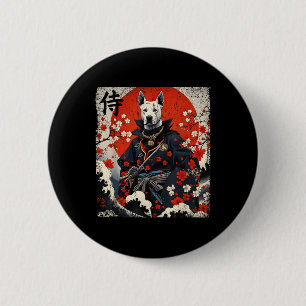 Japanese Samurai Pitbull Tattoo Kawaii Ukiyo-e Nin 6 Cm Round Badge