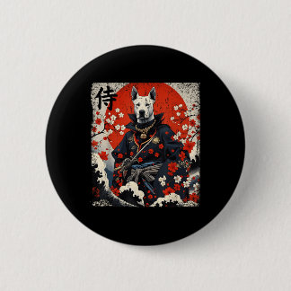 Japanese Samurai Pitbull Tattoo Kawaii Ukiyo-e Nin 6 Cm Round Badge