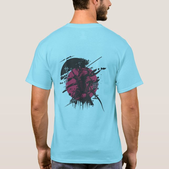 Japanese Samurai Red Moon Shirt for Men  (Back)