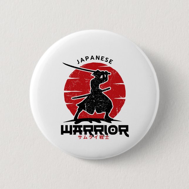 Japanese Samurai Silhouette cushion 6 Cm Round Badge (Front)