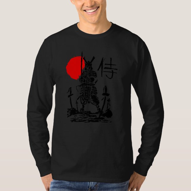 Japanese Samurai Sword Warrior Minimal Abstract T-Shirt (Front)