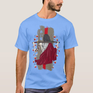 Japanese Samurai Vintage Sakura Cherry Blossom Kat T-Shirt
