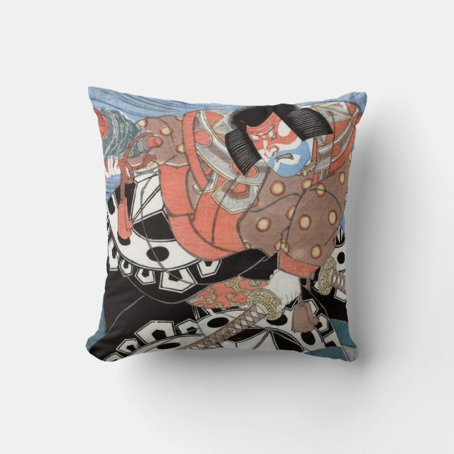Japanese Samurai Vintage Warrior Cushion (Front)