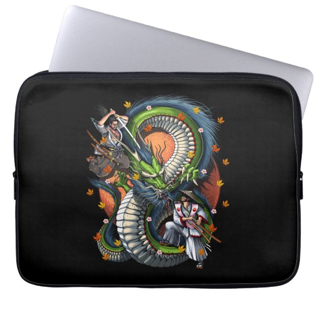 Japanese Samurai vs Dragon Laptop Sleeve (Front)