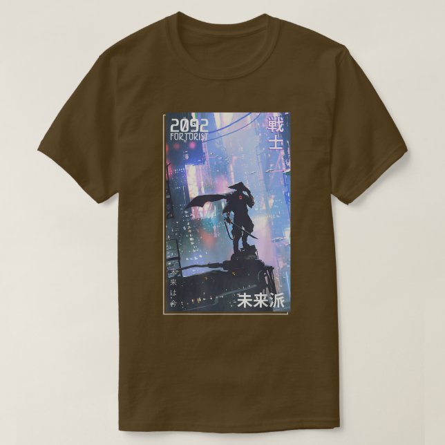 Japanese Samurai Warrior Aesthetic Futurist Video  T-Shirt (Design Front)