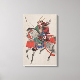 Japanese Samurai Warrior on Horse Print Canvas Art