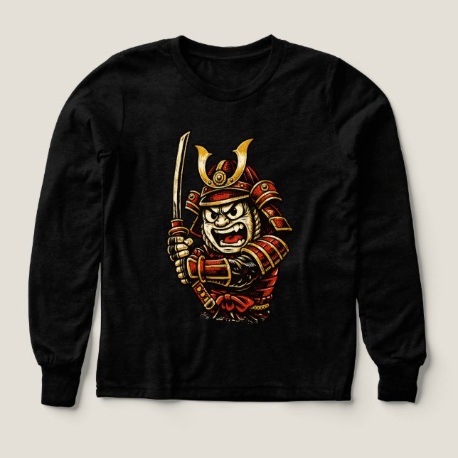 Japanese Samurai Warrior Red Armour Cartoon Art (Design Front)