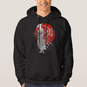 Japanese Samurai Warrior Retro Japan Calligraphy f Hoodie