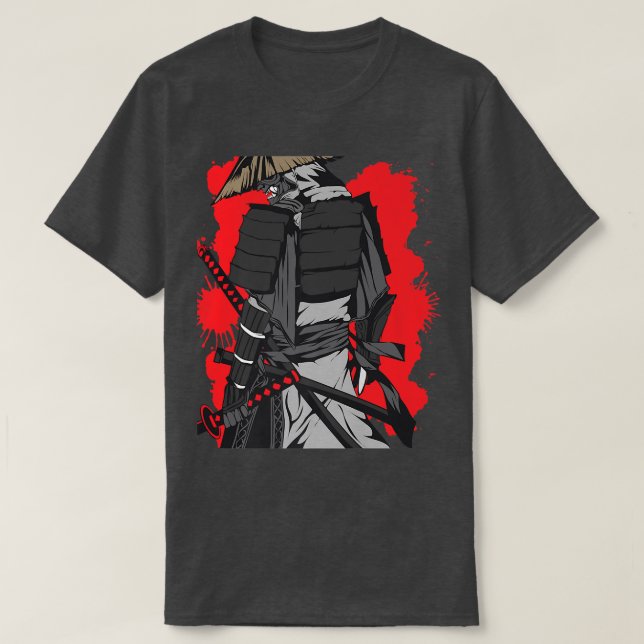 Japanese Samurai Warrior With Sword And Bushido Co T-Shirt (Design Front)