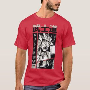Japanese Samurai with Kanji Manga Japan Warrior K T-Shirt