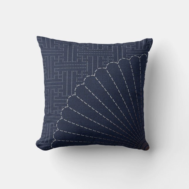 Japanese sashiko fan cushion (Front)