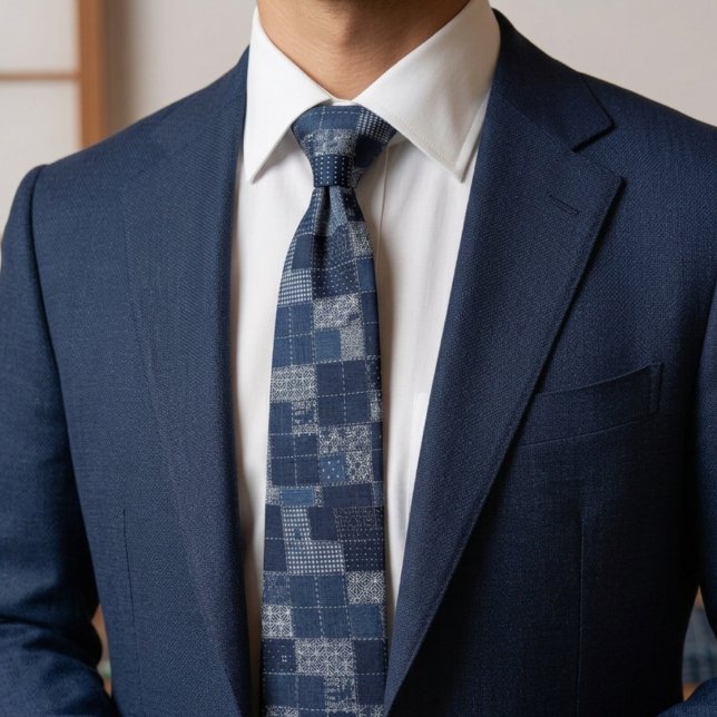 Japanese Sashiko Patchwork Pattern Tie (Creator Uploaded)