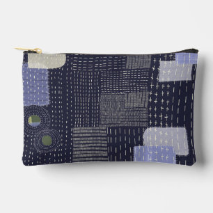 Japanese sashiko stiches resembling pattern accessory pouch