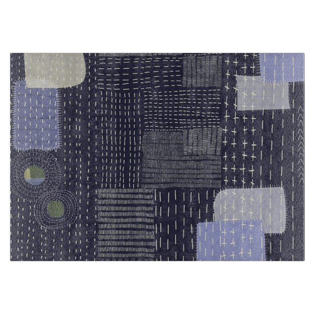Japanese sashiko stiches resembling pattern cutting board (Front)