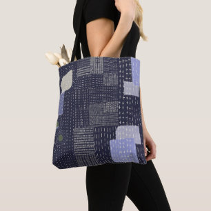 Japanese sashiko stiches resembling pattern tote bag