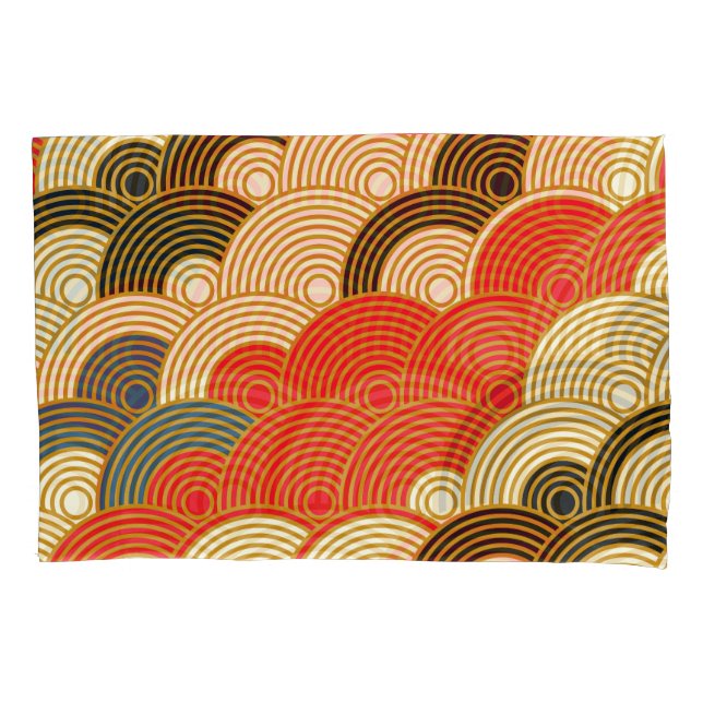 Japanese Scales Waves: Red Gold. Pillowcase (Front)