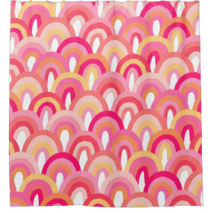 Japanese scallops seamless pattern, colourful rain shower curtain