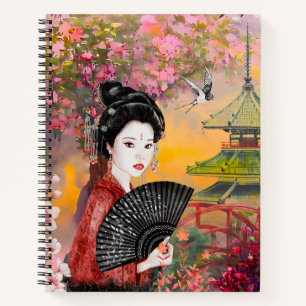 Japanese Scene With A Woman Notebook