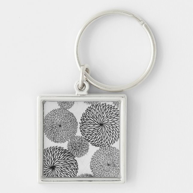 Japanese School's Chrysanthemums Key Ring (Front)