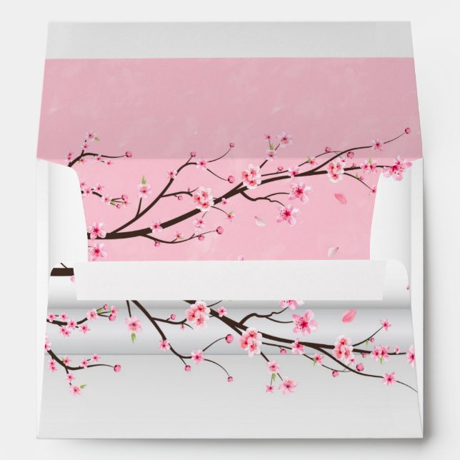 Japanese Scroll Cherry Blossom Wedding Envelopes (Back (Bottom))