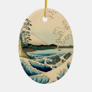Japanese Sea of Satta Hiroshige Art  Ceramic Tree Decoration