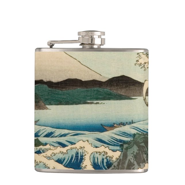 Japanese Sea of Satta Hiroshige Art  Hip Flask (Front)