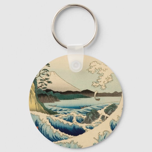 Japanese Sea of Satta Hiroshige Art  Key Ring (Front)