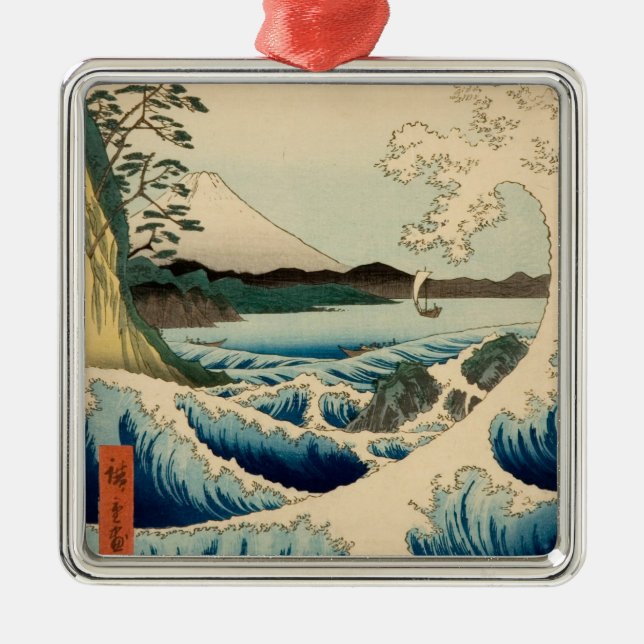 Japanese Sea of Satta Hiroshige Art  Metal Tree Decoration (Front)
