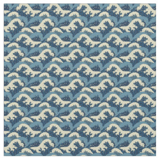 Japanese sea waves pattern fabric