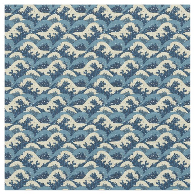 Japanese sea waves pattern fabric (Close Up)