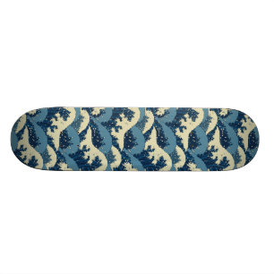 Japanese sea waves pattern skateboard
