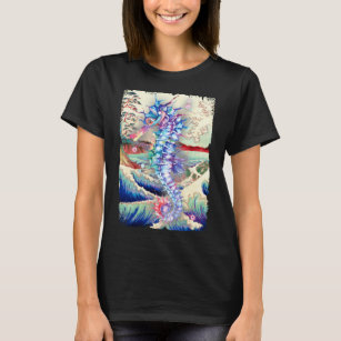 Japanese Seahorse Colourful Sea Horse Nature Art T-Shirt
