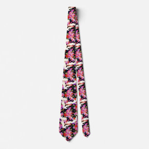 Japanese seamless crane kimono pattern tie