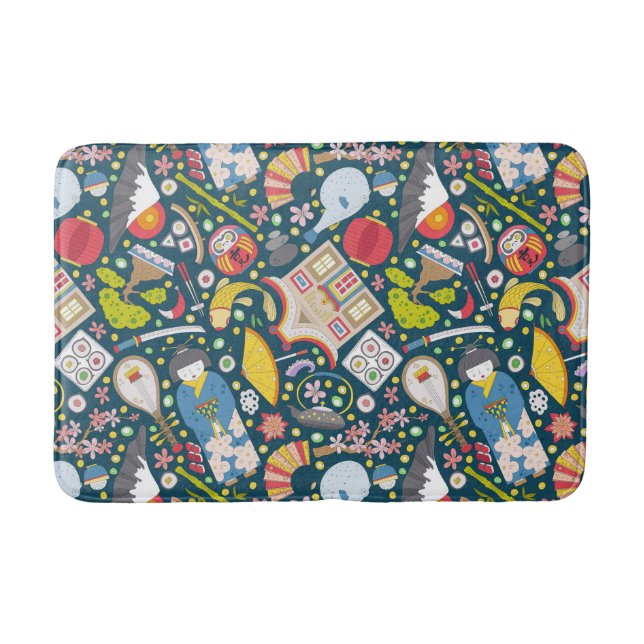 Japanese Seamless Pattern Bath Mat (Front)
