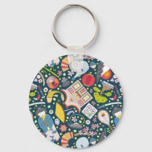 Japanese Seamless Pattern Key Ring